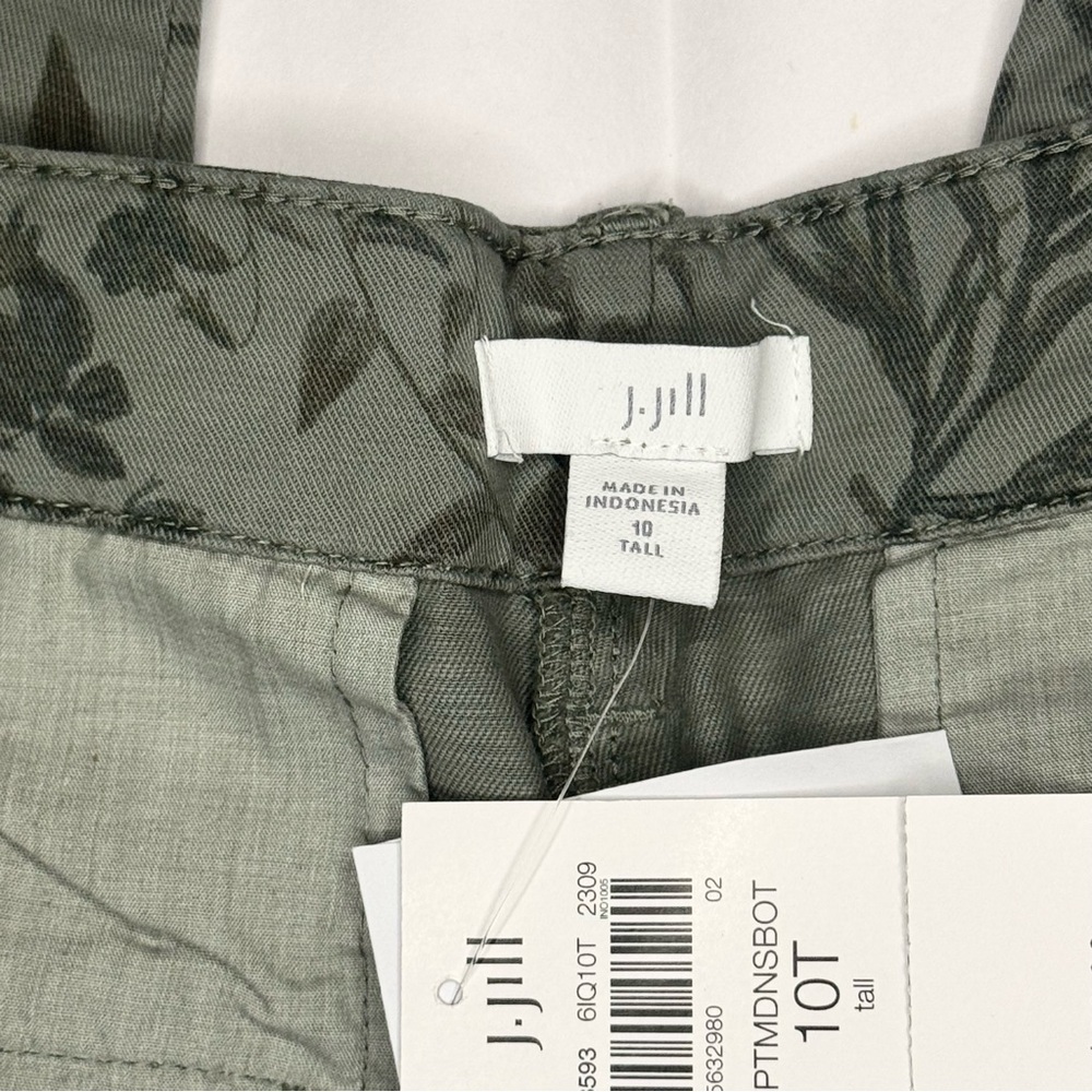 J.Jill Floral Print Ankle Pants Green Stretch Cotton Casual Cropped Size 10 Tall - Picture 8 of 10